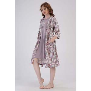 KADIN P.SUPREM KISA KOL TUNIK+ 3/4KOL SABAHLIK TAKIM - BEIGE - BEIGE - Product Image 4