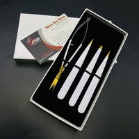 Pince à épiler en acier durable plaqué or blanc, pointes inclinées et pointues, pince à épiler pour sourcils avec ciseaux à ressort pour sourcils et cils