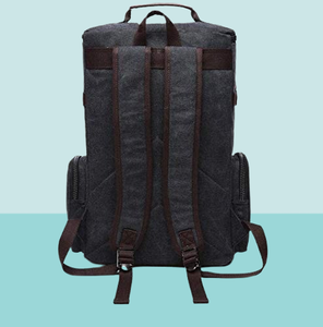 Buy Wholesale Canvas Cotton Backpack <b>Bag</b> Outdoor Travel <b>Shoulder</b> Office Backpack <b>Laptop</b> Large Capacity Leather Canvas Backpack - Product Image 3