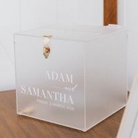 Boîte de rangement élégante en acrylique transparent carré pour cartes de mariage, couvercle personnalisable, porte-enveloppes écologique pour mariages