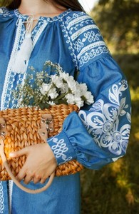 Robes brodées longueur genou pour femmes, broderie florale, manches longues, col en v, robe de soirée avec pompon - Product Image 3