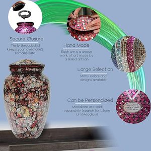 Handmade <b>Large</b> Adult Size Mosaic Glass Cremation <b>Urn</b> Unique Artwork with Individual Tiles Applied Hand Funerals Made Aluminium - Product Image 4