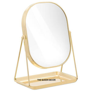 Espejo de mesa Super calidad Hierro Metal Forma ovalada Oro Acabado antiguo Espejo de mesa decorativo Espejo de maquillaje - Product Image 1