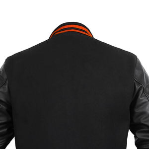 แจ็กเก็ตผ้าขนสัตว์คุณภาพสูงสำหรับผู้ชายคอตั้งแขนเสื้อหนังผ้ากำมะหยี่ปักลายโลโก้ด้านหน้า - Product Image 6