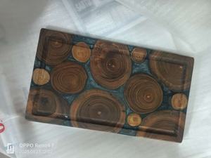 Decorative Slice Chopping Cheese <b>Board</b> Kitchenware Household Craft Solid Resin and Teak Branch Recycled Wood Tray - Product Image 4
