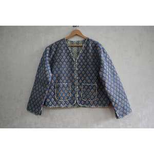 Hand Block Print Woven Floral Cotton Quilted <b>Jacket</b> Warm <b>Lightweight</b> Reversible Eco-Friendly Ethnic Winter - Product Image 1