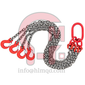Hlm tiêu chuẩn mạ kẽm <span class=keywords><strong>G80</strong></span> nâng chuỗi Sling điều chỉnh bốn chân hợp kim thép chuỗi cáp treo với chuỗi hợp kim và móc - Product Image 1