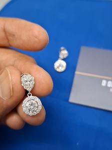 Pendientes de tuerca de diamante colgante certificado IGI chapado en oro blanco para boda compromiso aniversario regalo joyería - Product Image 2