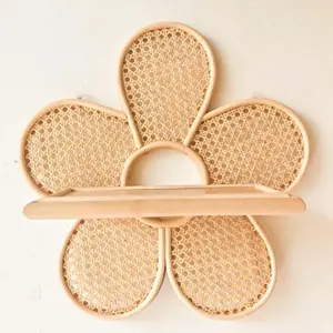 Top Sale Good Quality Handcrafted Rattan Shelf Flower Wall Hanging Decoration for Kids Room OEM Custom from Vietnam Manufacturer