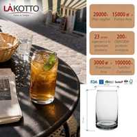 LAKOTTO Gobelet en verre transparent 320 ml – Vente en gros de verrerie pour chaînes de supermarchés, cadeau promotionnel avec logo personnalisé