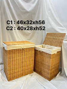 Natural Rattan <b>Bamboo</b> Seagrass Hyacinth Wicker Handwoven Eco-Friendly Multifunctional Square Storage <b>Baskets</b> Handicraft - Product Image 2