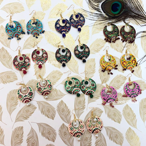 Pendientes de gota Meenakari clásicos para mujer con cuentas en forma de corazón pendientes Jhumka tradicionales chapados en plata para regalo de fiesta de boda - Product Image 3