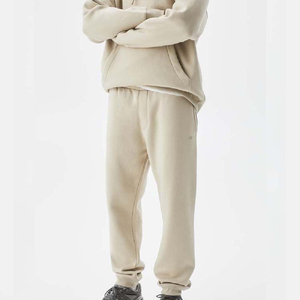 Ensemble pantalon de survêtement et sweat à capuche personnalisés avec impression bouffante OEM tenues de survêtement en détresse ensemble de sweats à capuche lavés à l'acide pour hommes ensembles amples - Product Image 2