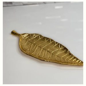 Bandeja de servicio de hojas de aluminio Premium Popular, Plato decorativo para comedor moderno, escaparate artístico, decoración festiva elegante - Product Image 2