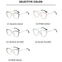 Gafas de moda ojo de gato Marcos de metal Anti luz azul Marco óptico Mujeres Gafas al por mayor