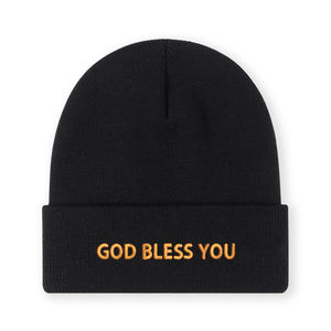 1pc'Bless You' Embroidered Beanie Soft Stretchy Lightweight <b>Winter</b> <b>Hat</b> <b>for</b> Men & <b>Women</b>, Outdoor Hip Hop Fashion - Product Image 3