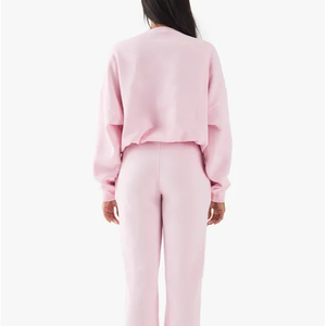 OEM Femmes Sweat À Capuche Cou À La Mode À Manches Longues Décontracté Rose Printemps Automne Solide Couleurs Pull - Product Image 5