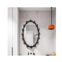 Miroir mural en métal avec cadre en forme de feuille, finition antique en cuivre, pour la décoration de la maison, du salon, de l'hôtel, du couloir, à suspendre au mur