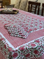 Bloc à main imprimé beau Design Floral nappe de Table nappe de Table avec 8 serviettes ensemble au prix de gros