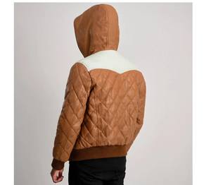 แจ็คเก็ตขนเป็ดมีฮู้ดหนังแกะแท้ - Product Image 2