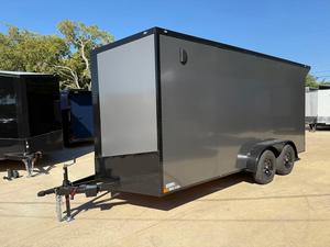 7x16 V-Nose Enclosed <b>Cargo</b> <b>Trailer</b> Black Aluminum Side Door Dual Axle - Product Image 1