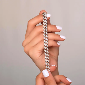 Ensemble de bracelets à maillons cubains glacés Bijoux hip hop plaqués argent 18 carats Bracelet cubain en moissanite avec diamant bling - Product Image 3