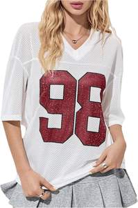 Kadın ekip boyun ekran baskı Streetwear Boxy Fit Mesh jersey Polyester Mesh Tops erkekler kuru-fit t Shirt özel baskı - Product Image 5