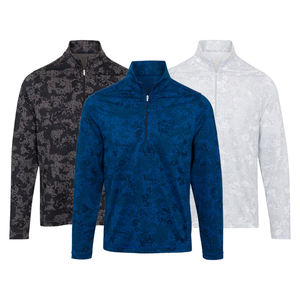 Diseño personalizado de los hombres de la camisa activa cuarto de cremallera de manga larga ajustado rendimiento pulóver 1/4 Zip Camo entrenamiento sudaderas para hombres - Product Image 1