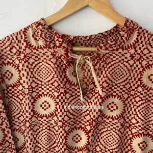 Robe longue décontractée en coton pour femmes, imprimé paisley, style indien doux, tissu naturel, confortable à porter, prix de gros - Product Image 4