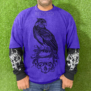 เสื้อยืดแขนยาวผ้าฝ้ายแท้ 100% แบบสองชั้นสำหรับผู้ชาย มีกระเป๋า ลายตัวอักษร สไตล์ไฮสตรีท แห้งเร็ว - Product Image 1