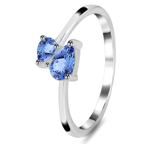 Bague en pierre précieuse tanzanite taillée en poire à deux pierres Bague de mariage à la mode en argent sterling 925 plaqué à la mode pour femme - Product Image 2