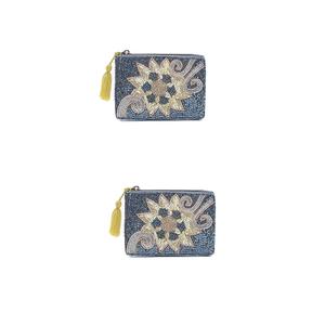 Custom size seed bead beaded <b>coin</b> pouch bulk order supplier Wholesale seed bead embroidered <b>coin</b> <b>purse</b> with zipper closure - Product Image 1