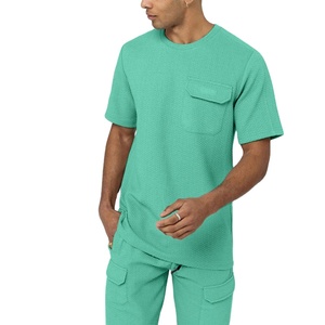 ชุดเซ็ตเสื้อยืดและกางเกงขาสั้นลำลองสำหรับผู้ชาย ผ้าโพลีเอสเตอร์/คอตตอน สีพื้น แฟชั่นสองชิ้น ไซส์พลัส ผลิตโดย HS 2026 - Product Image 1