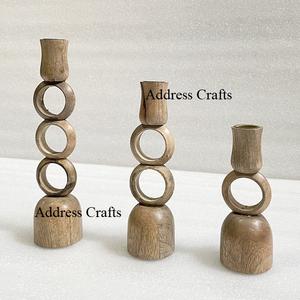 Wholesale Nordic Home Wedding Dinning Decoration <b>Candle</b> Holder Creative Design Wood Rattan <b>Candle</b> Stick Holder <b>Candle</b> Stand - Product Image 6