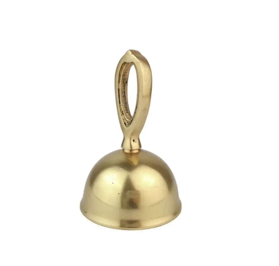 Pure Brass Hanging Bell With Unique Style Luxury Hotels Outdoor Decoration Bronze Cow Bell Brass With Wooden Handle Brass Hand