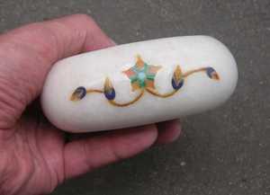 Juego de 6 Posavasos de Mármol Blanco con Soporte, Incrustaciones de Piedra, 8.5 CM de Diámetro, Decoración Vintage para Mesa del Hogar - Product Image 3