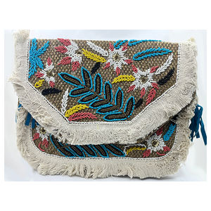 Bolso bandolera de algodón Vintage bohemio para mujer, bandolera de gran capacidad hecha a mano con cremallera, estilo portátil a la moda - Product Image 1