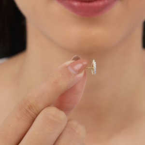 Gold Glitter Punch Diamond <b>Earrings</b> - Product Image 2