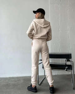 Conjunto Deportivo de Invierno para Mujer de Alta Calidad, con Cremallera, Pantalones Holgados de Cintura Alta Elástica y Top, Dos Piezas - Product Image 3