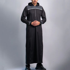Robe islamique pour homme à manches longues, style Dubaï 2025, pour la prière de l'Aïd, solide, estivale, modeste, brodée, à capuche, décontractée, ample, respirante - Product Image 6