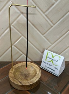 ที่ใส่ธูปไม้จันทน์หอมบำบัดกลิ่นหอม ขายดีปี 2025 ทำด้วยมือจากทองเหลือง แบบคว่ำ พร้อมถาดเก็บเถ้าลายคลื่น - Product Image 2