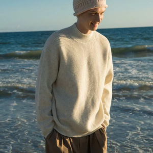 เสื้อสเวตเตอร์แบบสวมหัวคอหนาทรงหลวมของผู้ชายเสื้อกันหนาวแบบลำลองสำหรับฤดูหนาวขนาดใหญ่เสื้อผ้าถักให้ความอบอุ่นด้านหน้า - Product Image 2