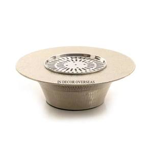 Hammered Texture Designer High Grade Gold Plated Finest Quality Metal Round Shape Attractive Look Dallah Heater Tea <b>Pot</b> Warmer - Product Image 4