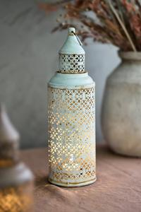Antique Moroccan <b>Lantern</b> Stand Iron Metal Table Top Decorative Pillar Holder for Easter <b>Christmas</b> Weddings Handcrafted Home - Product Image 3