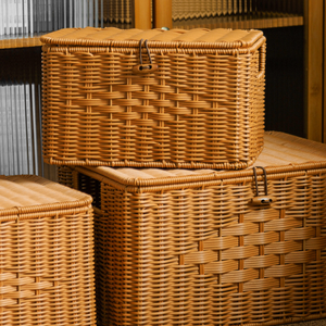 MSH Large Rectangular <b>Plastic</b> Woven Storage <b>Basket</b> Durable and Aesthetically Pleasing Organizer - Product Image 5