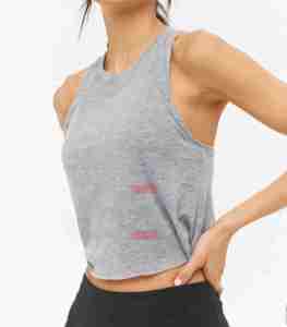 Custom Premium Quality Casual Sleeveless Ribbed Neck Oversized Fit Raw Hem <b>Crop</b> Tank <b>Top</b> Solid Polyester/Cotton Quick Dry Women - Product Image 6