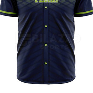 Nueva llegada Ropa deportiva Nombre del equipo personalizado Impreso 100% Tela de poliéster Mejor precio Botón de béisbol Jersey - Product Image 2