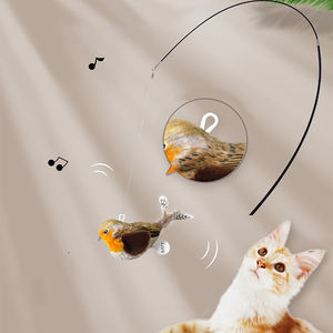 Jouet interactif pour chat en peluche écologique de haute qualité avec oiseau simulé et fonctions sonores suspendues, design moderne - Product Image 2