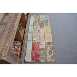 พรมปูพื้นสไตล์ตุรกีโบราณ2ชิ้น X 4,9ft สีเบจผ้าปะต่อผ้าวูลยางวิสคอสทรงสี่เหลี่ยมผืนผ้าขนาดใหญ่สำหรับตกแต่งห้อง - Product Image 1