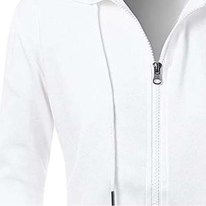 Sudaderas con capucha para mujer, sudaderas blancas de manga larga, MOQ bajo, forro polar de algodón, cremallera transpirable, sudaderas informales de punto sólido para mujer - Product Image 3